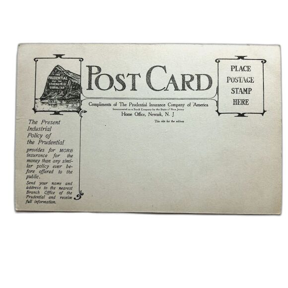 Prudential Insurance Company 1910 Calendar Postcard Girl Dog Unposted - Picture 2 of 2